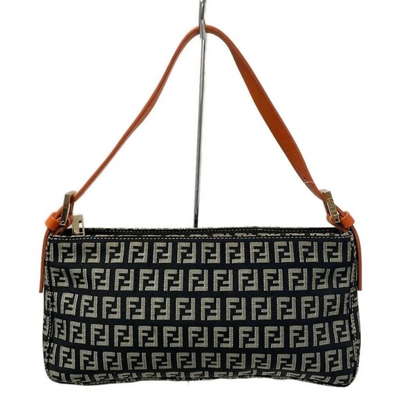 FENDI Zucchino Black Cream Orange Jacquard Leather - Handbag 410-082725 - Picture 1 of 8